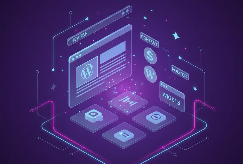 Elementor V4 atomic elements illustration - modular website building blocks